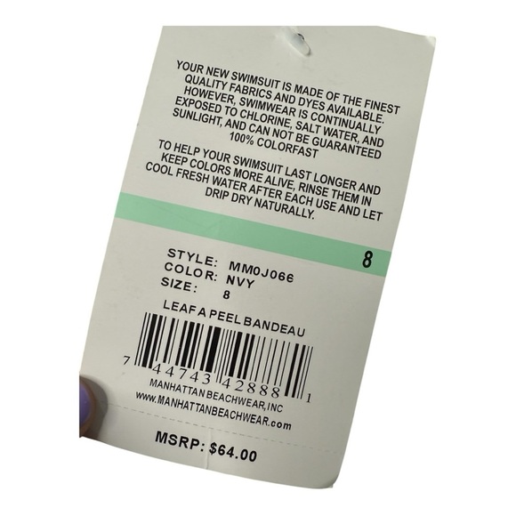 Maxine of Hollywood LEAF A PEEL Bandeau Blouson Tie Waist Tankini Swim Top NEW - Picture 13 of 16